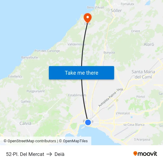 52-Pl. Del Mercat to Deià map