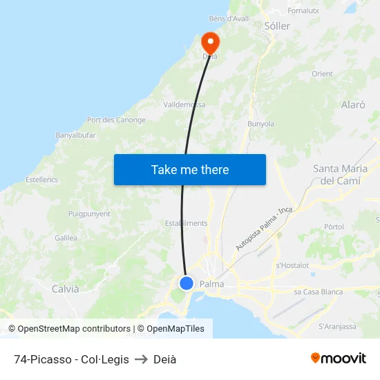 74-Picasso - Col·Legis to Deià map