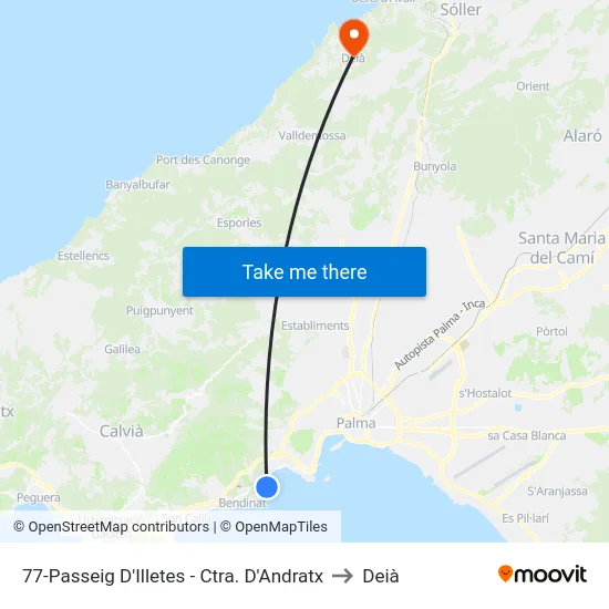 77-Passeig D'Illetes - Ctra. D'Andratx to Deià map
