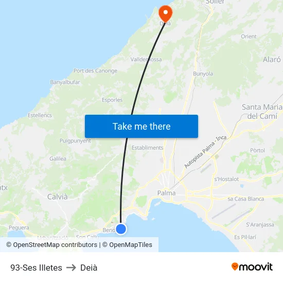 93-Ses Illetes to Deià map