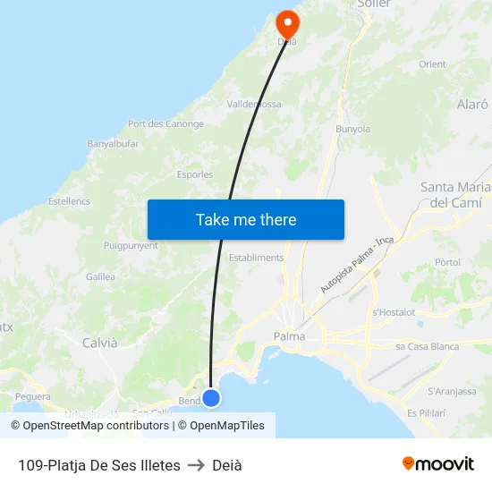 109-Platja De Ses Illetes to Deià map