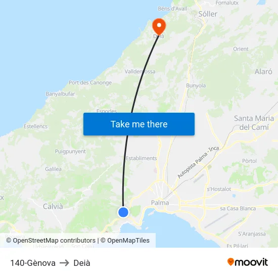 140-Gènova to Deià map