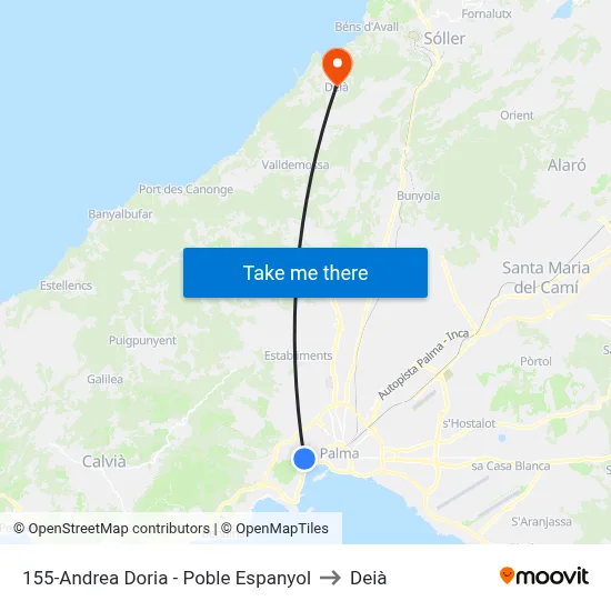 155-Andrea Doria - Poble Espanyol to Deià map