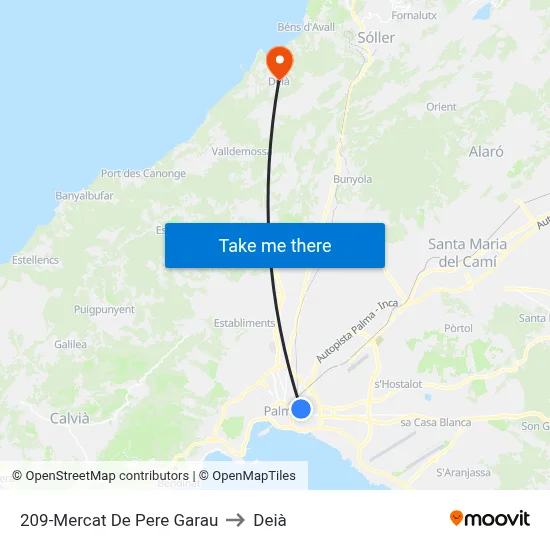 209-Mercat De Pere Garau to Deià map