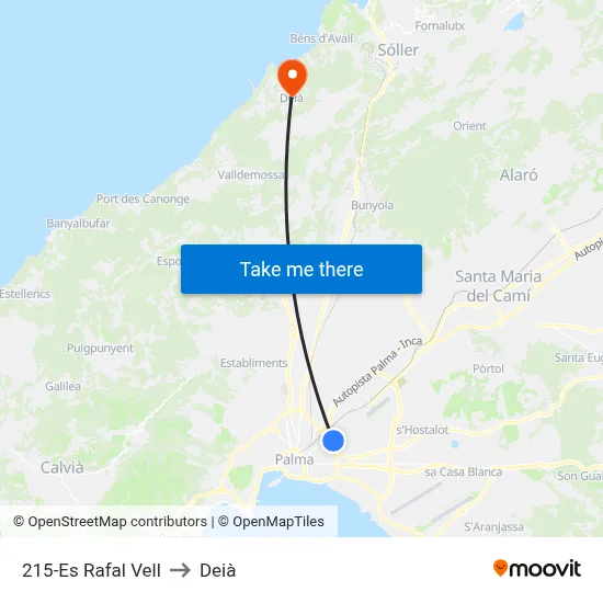 215-Es Rafal Vell to Deià map