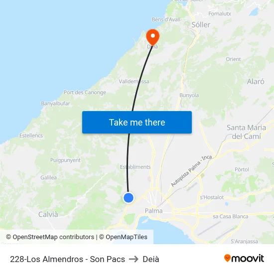 228-Los Almendros - Son Pacs to Deià map