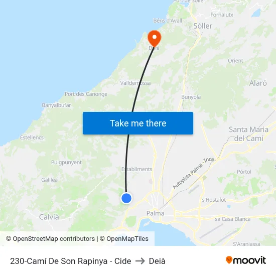 230-Camí De Son Rapinya - Cide to Deià map