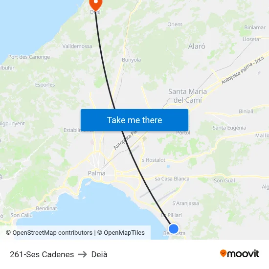 261-Ses Cadenes to Deià map
