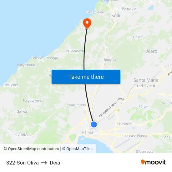 322-Son Oliva to Deià map