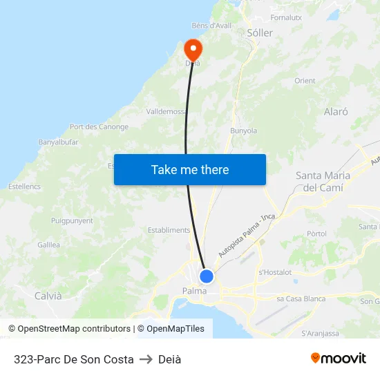 323-Parc De Son Costa to Deià map