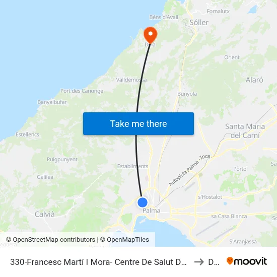 330-Francesc Martí I Mora- Centre De Salut De Son Pisa to Deià map