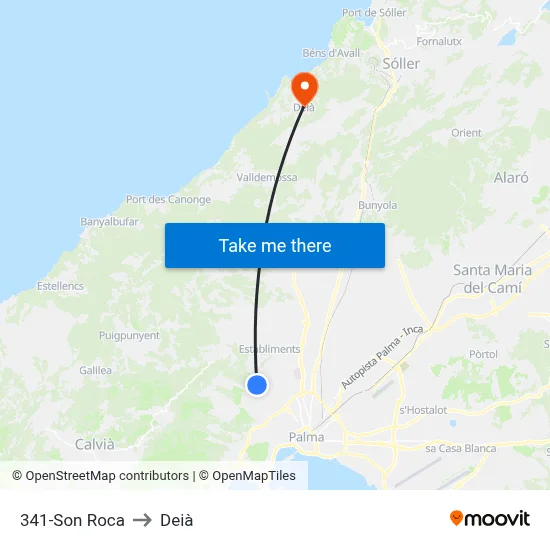 341-Son Roca to Deià map