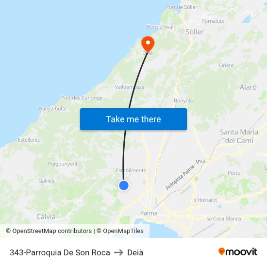 343-Parroquia De Son Roca to Deià map