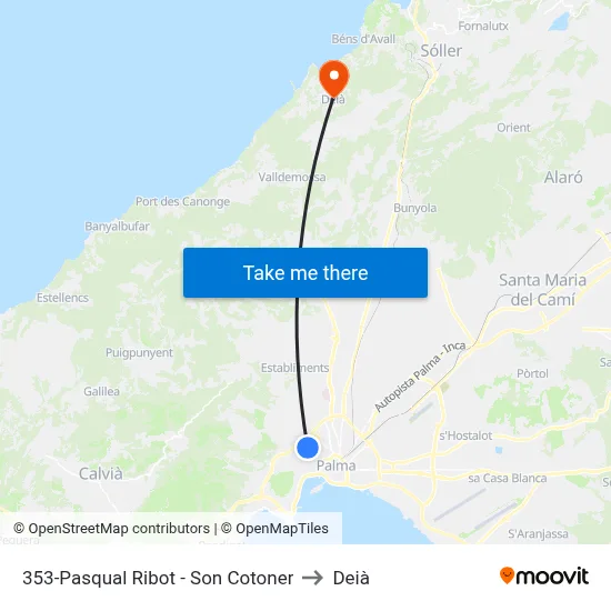 353-Pasqual Ribot - Son Cotoner to Deià map