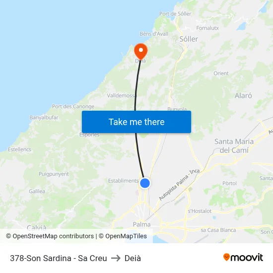 378-Son Sardina - Sa Creu to Deià map