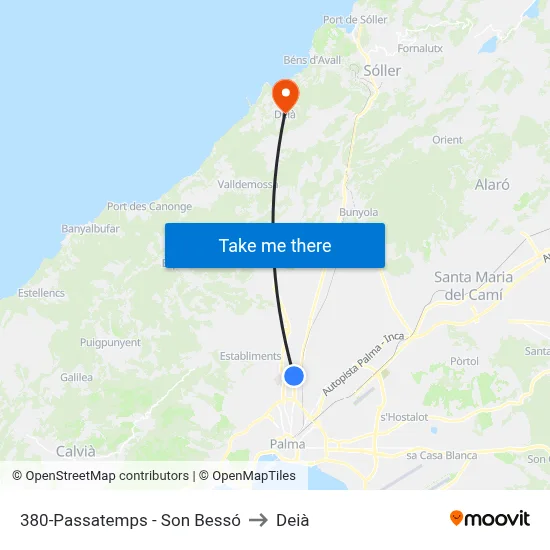 380-Passatemps - Son Bessó to Deià map