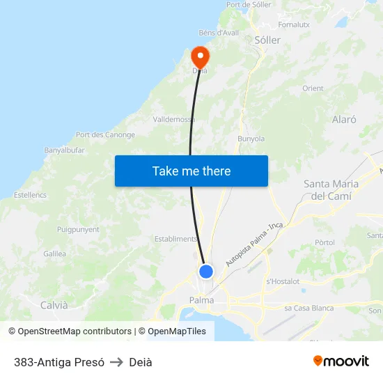 383-Antiga Presó to Deià map