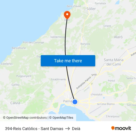 394-Reis Catòlics - Sant Damas to Deià map