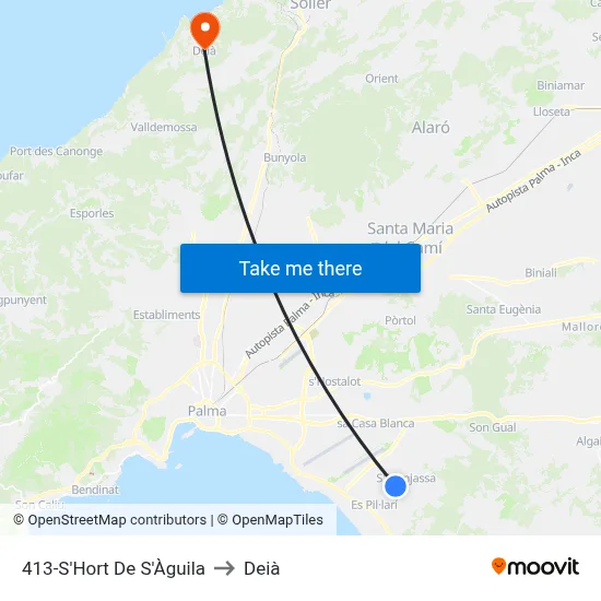 413-S'Hort De S'Àguila to Deià map