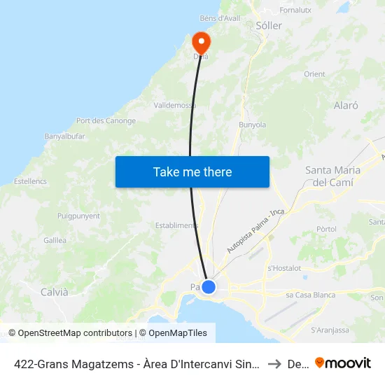 422-Grans Magatzems - Àrea D'Intercanvi Sindicat to Deià map