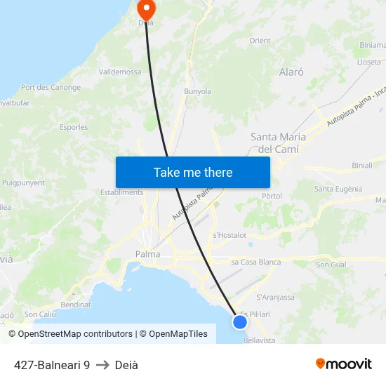 427-Balneari 9 to Deià map