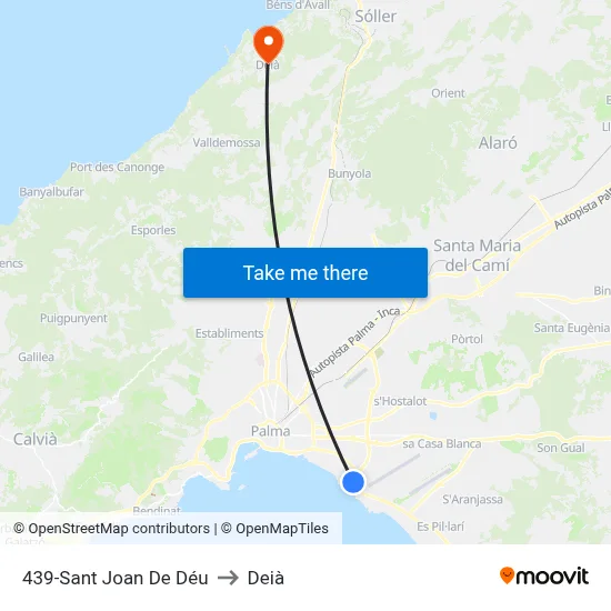 439-Sant Joan De Déu to Deià map
