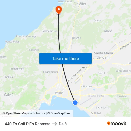 440-Es Coll D'En Rabassa to Deià map