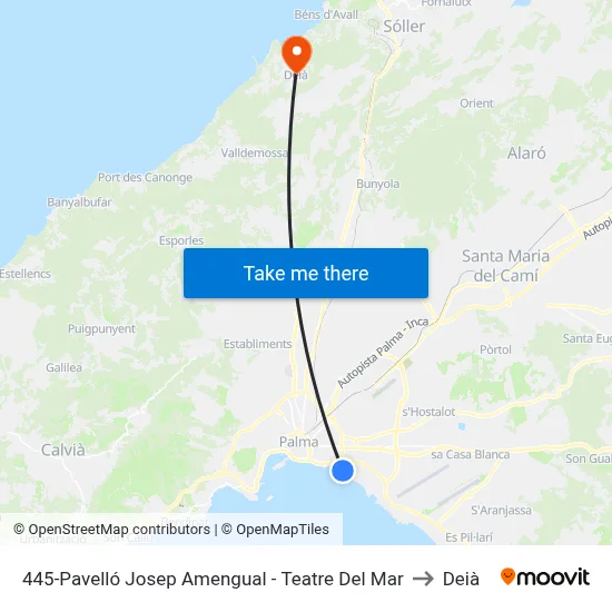445-Pavelló Josep Amengual - Teatre Del Mar to Deià map
