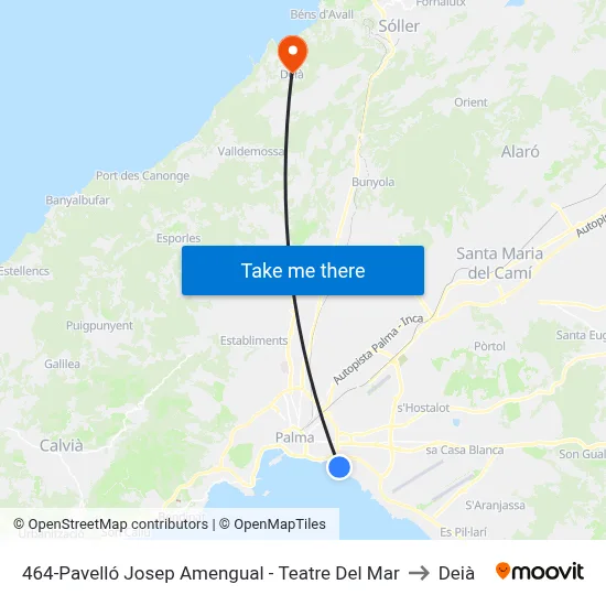 464-Pavelló Josep Amengual - Teatre Del Mar to Deià map