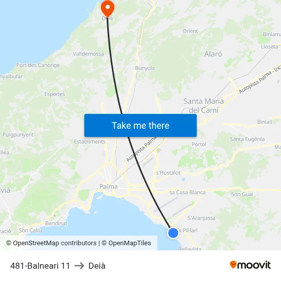 481-Balneari 11 to Deià map