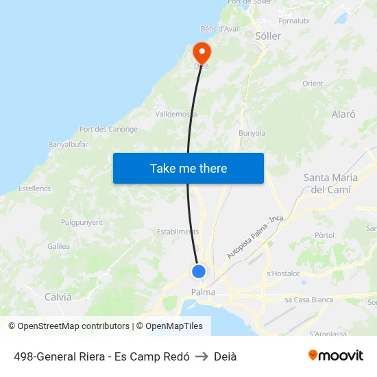 498-General Riera - Es Camp Redó to Deià map