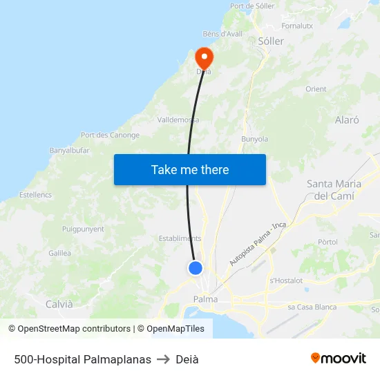 500-Hospital Palmaplanas to Deià map