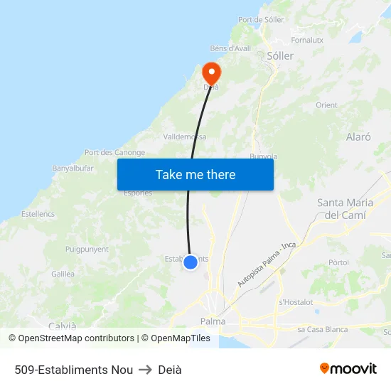 509-Establiments Nou to Deià map