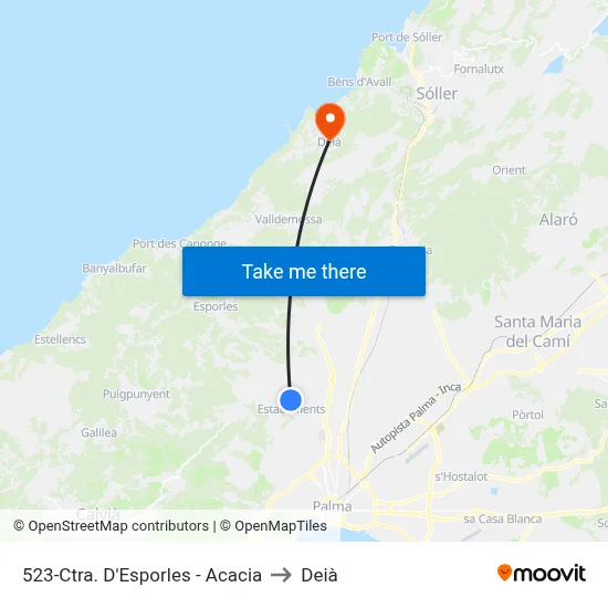 523-Ctra. D'Esporles - Acacia to Deià map