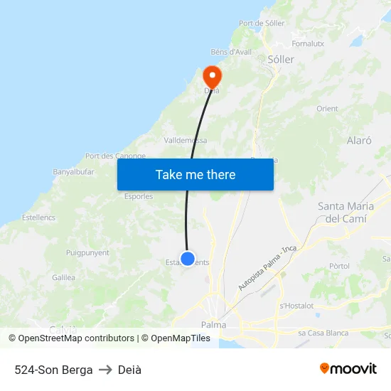 524-Son Berga to Deià map