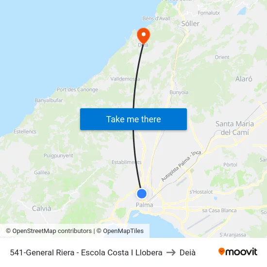 541-General Riera - Escola Costa I Llobera to Deià map