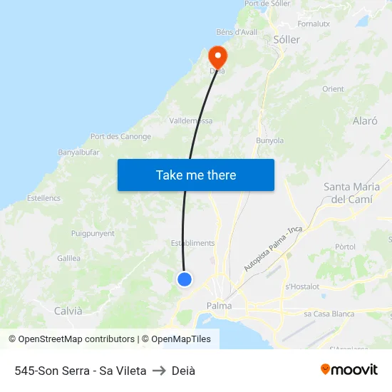 545-Son Serra - Sa Vileta to Deià map