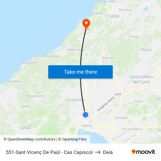551-Sant Vicenç De Paül - Cas Capiscol to Deià map