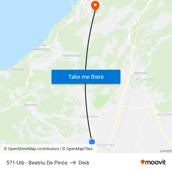 571-Uib - Beatriu De Pinós to Deià map