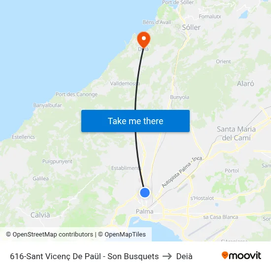 616-Sant Vicenç De Paül - Son Busquets to Deià map