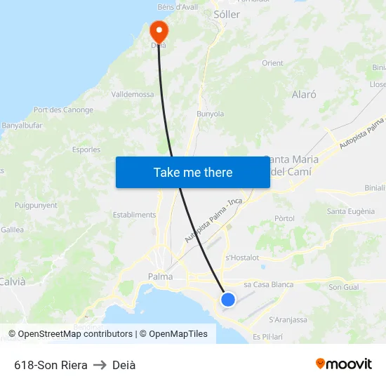 618-Son Riera to Deià map