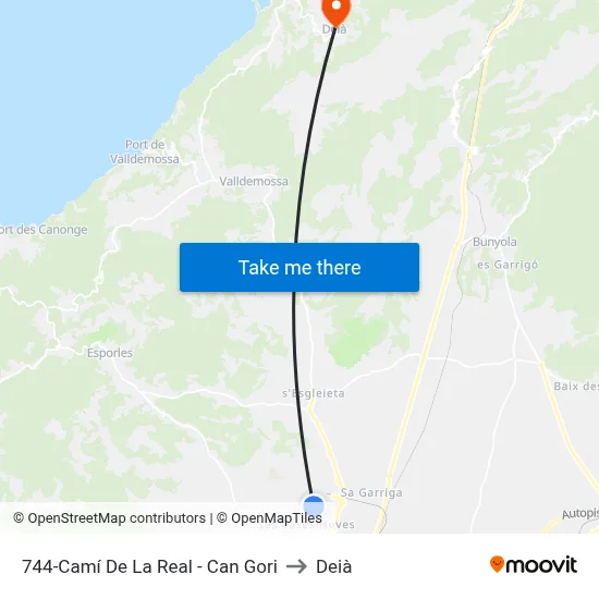 744-Camí De La Real - Can Gori to Deià map