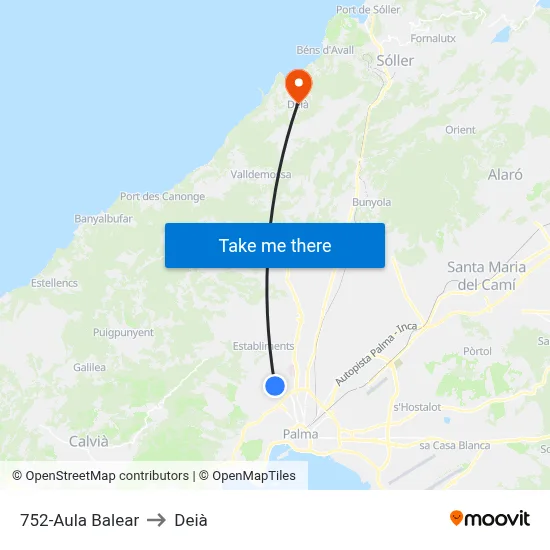 752-Aula Balear to Deià map