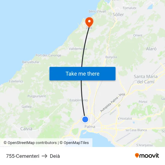 755-Cementeri to Deià map