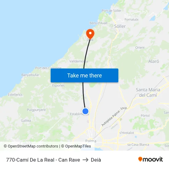 770-Camí De La Real - Can Rave to Deià map