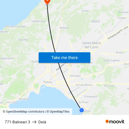 771-Balneari 3 to Deià map