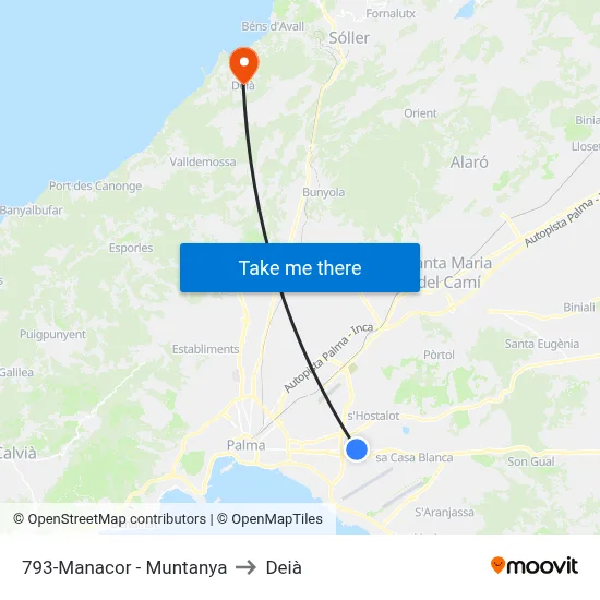 793-Manacor - Muntanya to Deià map