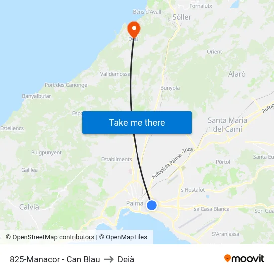 825-Manacor - Can Blau to Deià map