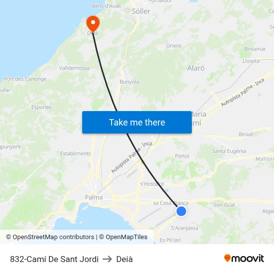832-Camí De Sant Jordi to Deià map
