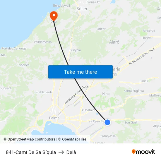 841-Camí De Sa Síquia to Deià map